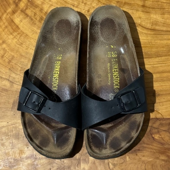 Birkenstocks Birks Madrid Black Single Strap Woman EU 38 Size 8 8.5 Sandals - Picture 2 of 5